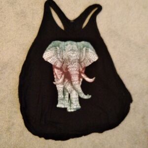 Flowy Racerback Black Elephant Tank Top